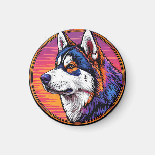 Cartoon Husky Dog Magnet