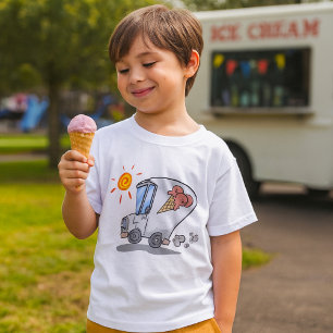 Cartoon Ice Cream Truck Fun Summer Dessert T-Shirt