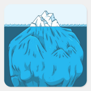 Cartoon Iceberg Under Water Square Sticker