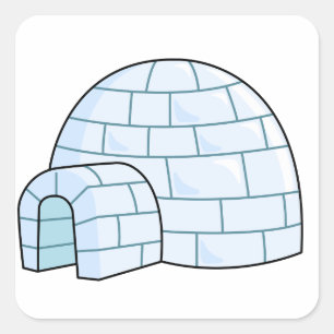 Cartoon Igloo Square Sticker