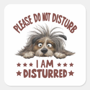 Cartoon illustration featuring a dishevelled dog(5 square sticker