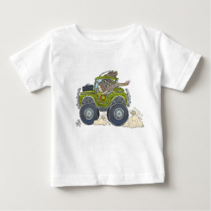 Cartoon illustration of a Elephant driving a jeep. Baby T-Shirt