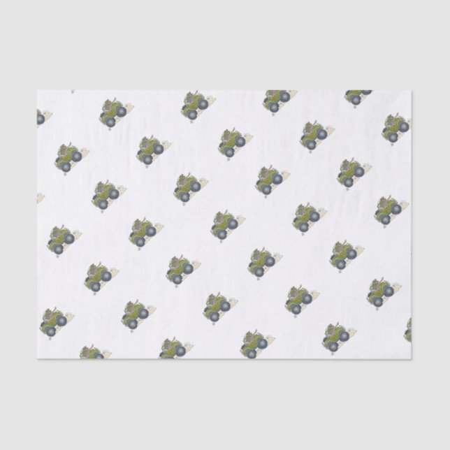 Cartoon illustration of a Elephant driving a jeep. Tissue Paper (Front)