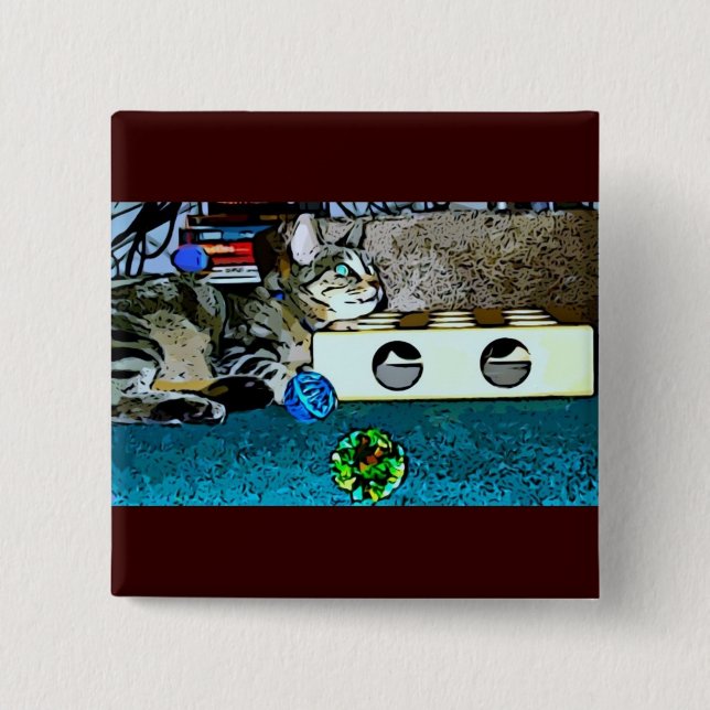 Cartoon Indigo 2 Inch Square Button (Front)