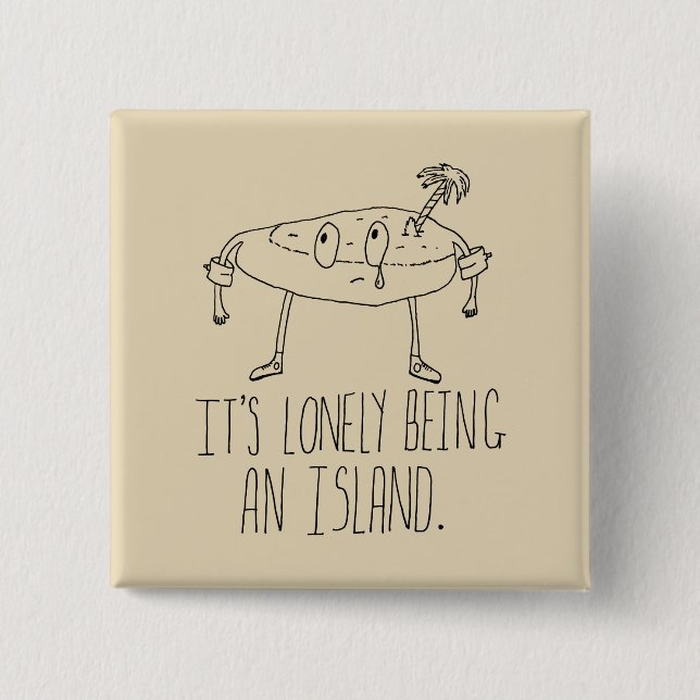 Cartoon Island 2 Inch Square Button (Front)