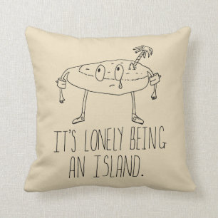 Cartoon Island Throw Pillow