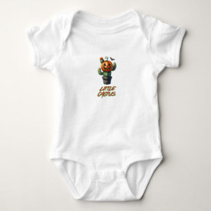 Cartoon Jack-o’-Lantern Cactus Illustration – “Lit Baby Bodysuit