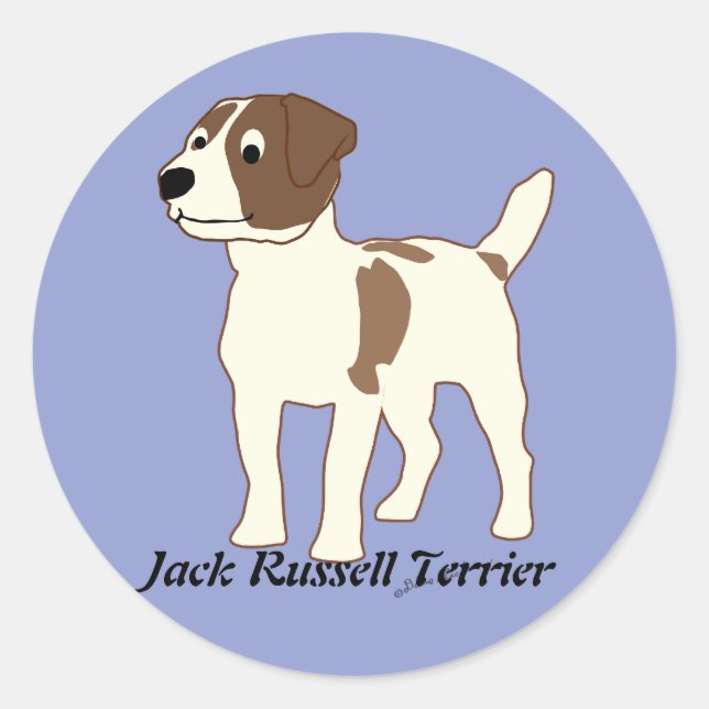 Cartoon Jack Russell Terrier Classic Round Sticker (Front)