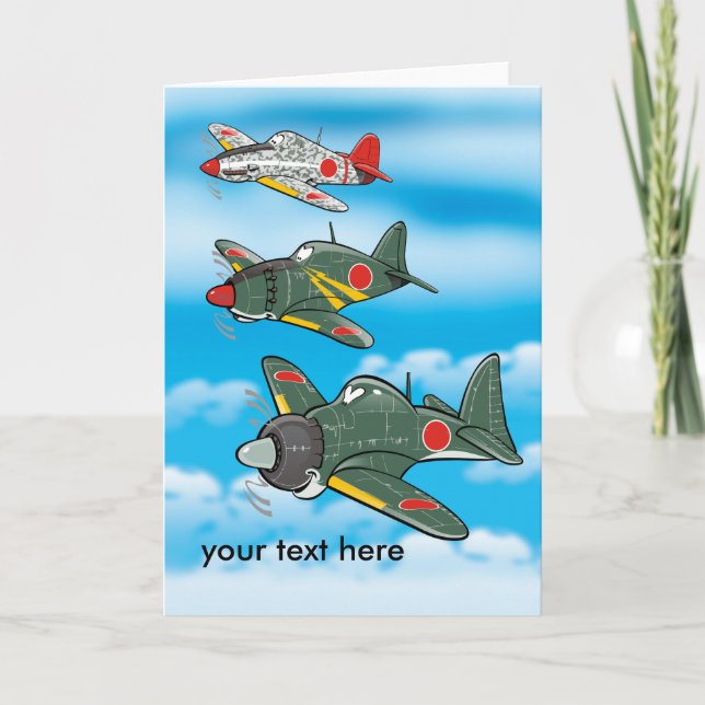 Cartoon japanese planes greeting card (Front)