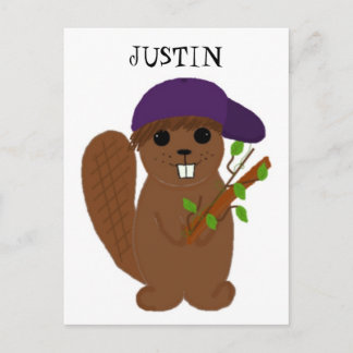 Cartoon Justin Beaver Postcard