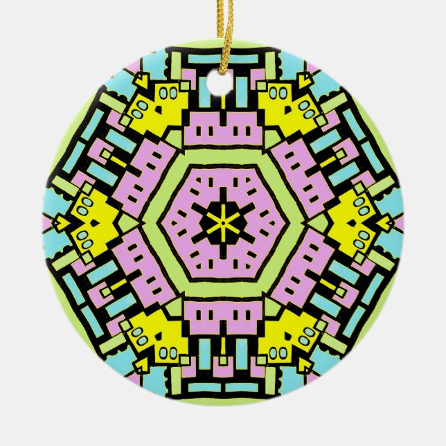 Cartoon Kaleidoscope 01 Ceramic Ornament (Front)