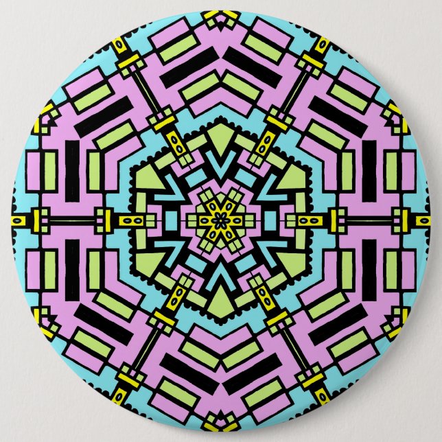 Cartoon Kaleidoscope - Colossal 6 Inch Round Button (Front)