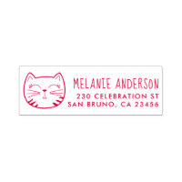 Cartoon Kawaii Cat Custom Name & Return Address