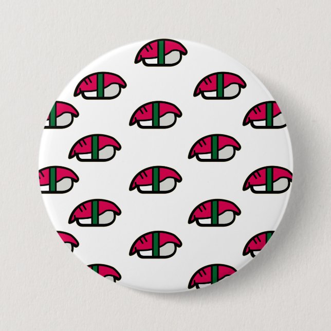 Cartoon Kawaii Sushi, Fish Rice & Seaweed 3 Inch Round Button (Front)