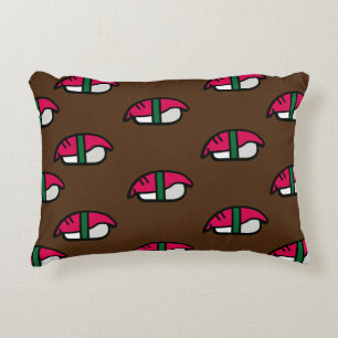 Cartoon Kawaii Sushi, Fish Rice & Seaweed Accent Pillow