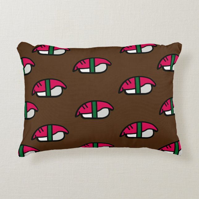 Cartoon Kawaii Sushi, Fish Rice & Seaweed Accent Pillow (Front)