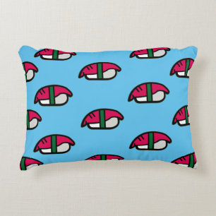 Cartoon Kawaii Sushi, Fish Rice & Seaweed Accent Pillow
