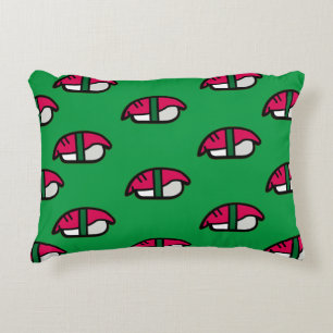Cartoon Kawaii Sushi, Fish Rice & Seaweed Accent Pillow