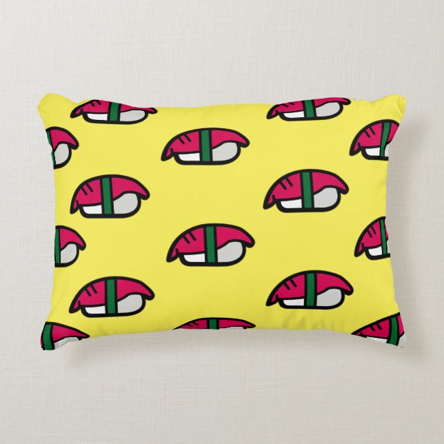 Cartoon Kawaii Sushi, Fish Rice & Seaweed Accent Pillow (Front)