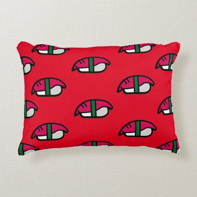 Cartoon Kawaii Sushi, Fish Rice & Seaweed Accent Pillow (Front)