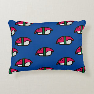 Cartoon Kawaii Sushi, Fish Rice & Seaweed Accent Pillow