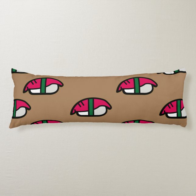 Cartoon Kawaii Sushi, Fish Rice & Seaweed Body Pillow (Front)