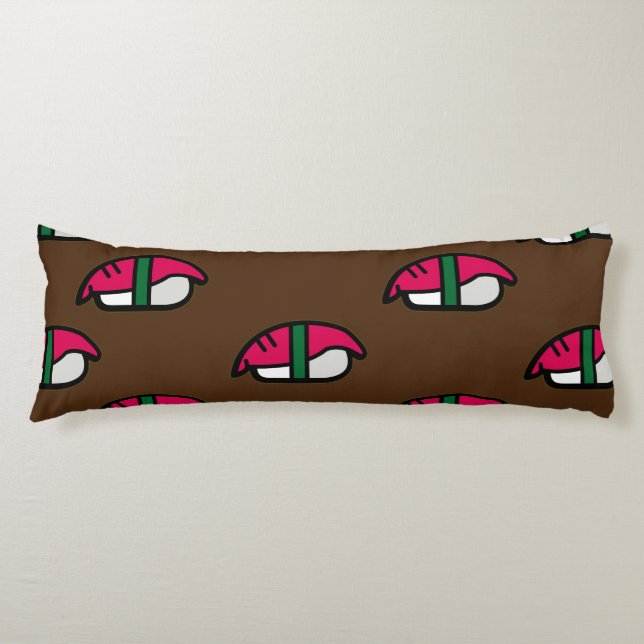 Cartoon Kawaii Sushi, Fish Rice & Seaweed Body Pillow (Front)