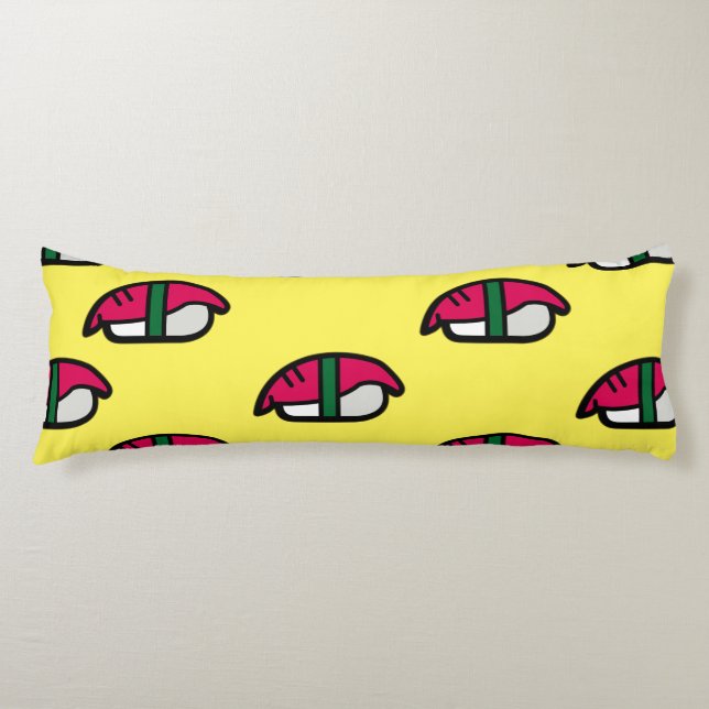 Cartoon Kawaii Sushi, Fish Rice & Seaweed Body Pillow (Front)
