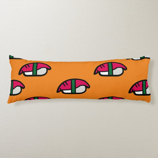 Cartoon Kawaii Sushi, Fish Rice & Seaweed Body Pillow (Front)