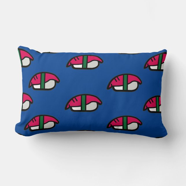 Cartoon Kawaii Sushi, Fish Rice & Seaweed Lumbar Pillow (Front)