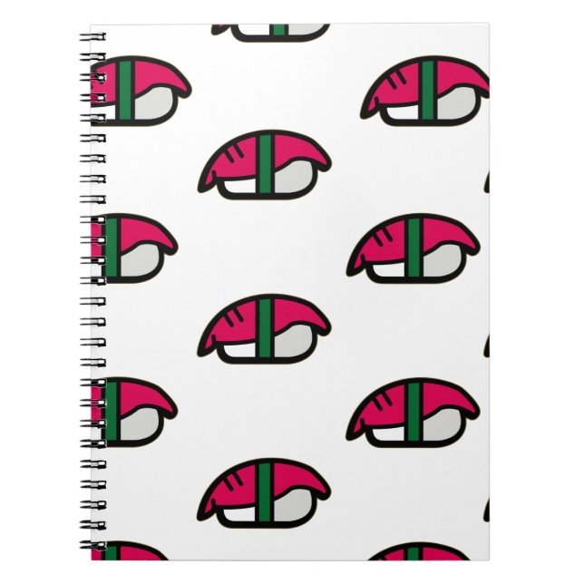 Cartoon Kawaii Sushi, Fish Rice & Seaweed Notebook (Front)