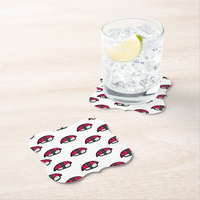 Cartoon Kawaii Sushi, Fish Rice & Seaweed Paper Coaster (Insitu)