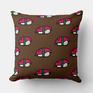Cartoon Kawaii Sushi, Fish Rice & Seaweed Throw Pillow