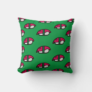 Cartoon Kawaii Sushi, Fish Rice & Seaweed Throw Pillow