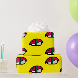 Cartoon Kawaii Sushi, Fish Rice & Seaweed Wrapping Paper