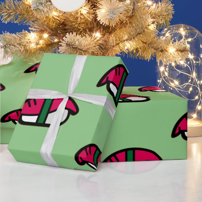 Cartoon Kawaii Sushi, Fish Rice & Seaweed Wrapping Wrapping Paper (Holidays)