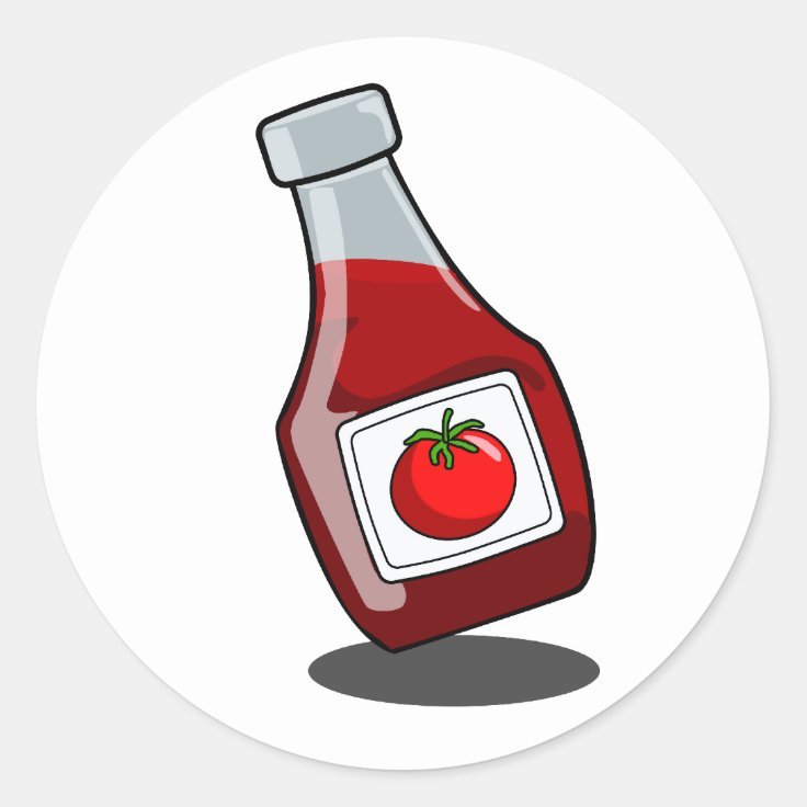 Cartoon Ketchup Bottle Sticker | Zazzle