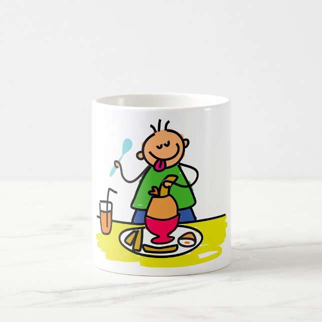Cartoon Kid Enjoying Meal with Juice and Egg Coffee Mug (Creator Uploaded)