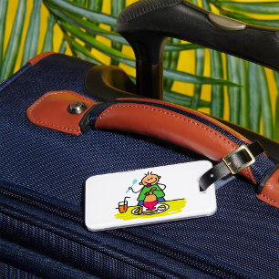 Cartoon Kid Enjoying Meal with Juice and Egg Luggage Tag