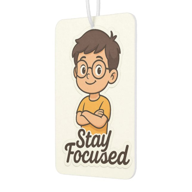  Cartoon Kid Sticker with Glasses – "Stay Focused Air Freshener (Left)