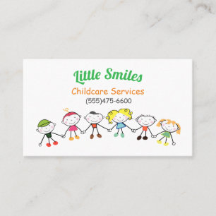 Cartoon Kids Child Daycare Services Business Card