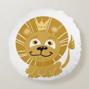 Cartoon King of the Jungle Round Pillow