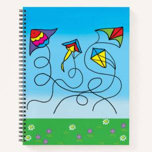Cartoon kites, and flowers notebook