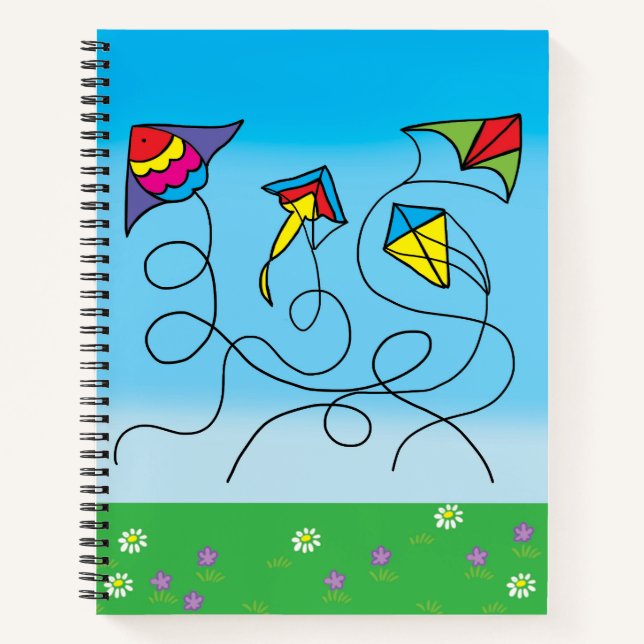 Cartoon kites, and flowers notebook (Front)