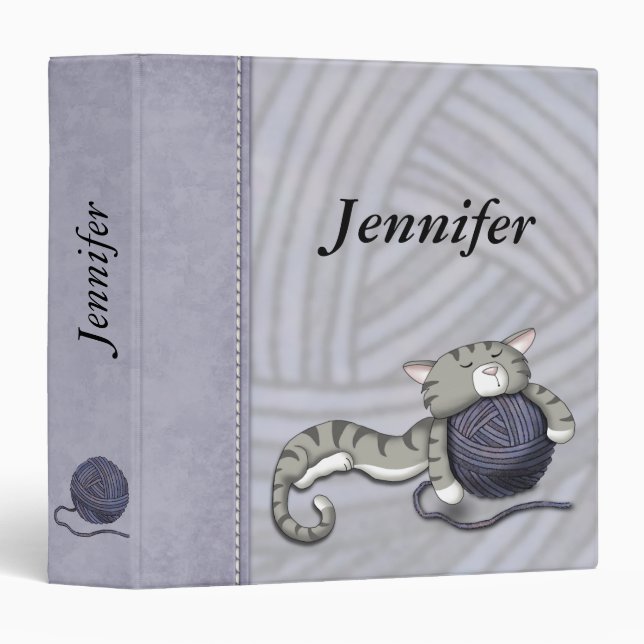 Cartoon Kitty with ball of yarn Binder (Front/Spine)