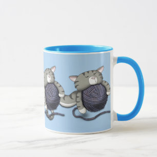 Cartoon Kitty with ball of yarn Mug
