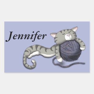 Cartoon Kitty with ball of yarn Sticker