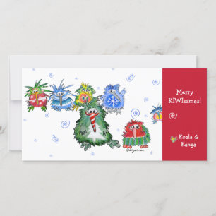Cartoon Kiwi Merry Christmas Card
