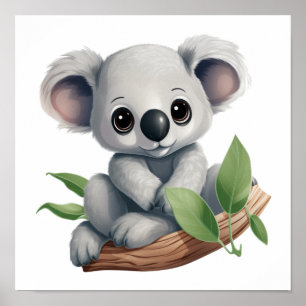 Cartoon koala illustration poster
