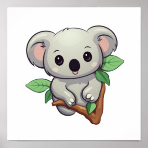 Cartoon koala illustration poster